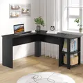 Advwin Computer Desk Table L Shaped Corner Office Desk Black
