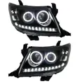 Smoke LED Headlights DRL HALO Projector Angel Eyes Fit For Toyota Hilux VIGO 2011-2015 Pair