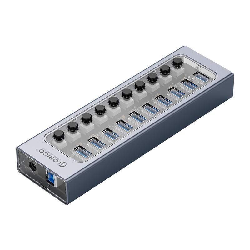 [AT2U3-10AB-AU-GY] 10 Port USB 3.0 Hub with Individual Switches 12V 4A Blue LED Indicator