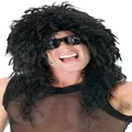 Headbanger 80s Heavy Metal Rock Black Men Costume Wig