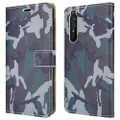 Sony Xperia 10 III 5G Magnetic Leather Wallet Stand Phone Case Cover (Camouflage Army Military Print)