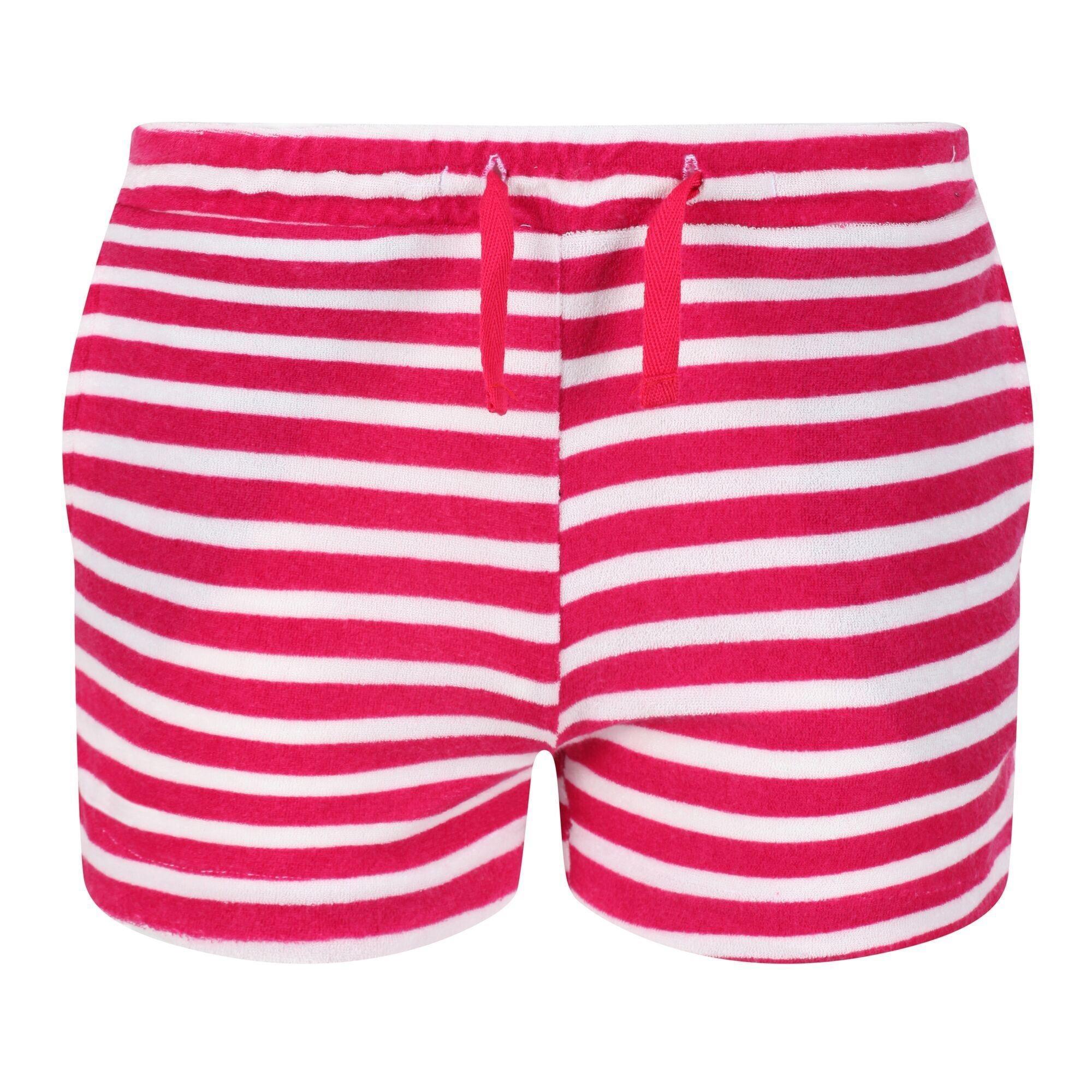 Regatta Childrens/Kids Dayana Towelling Stripe Casual Shorts (Pink Fusion/White) (9-10 Years)