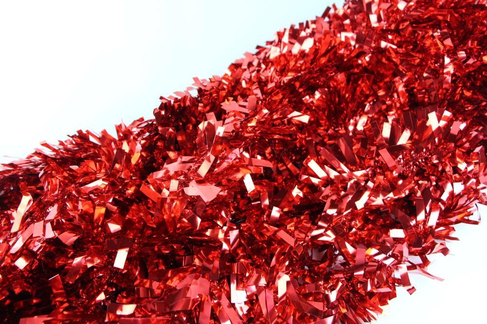 50 X Christmas Tinsel Thick Xmas Garland Tree Decorations - Red