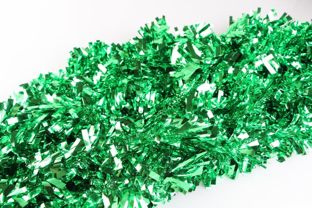 50 X Christmas Tinsel Thick Xmas Garland Tree Decorations - Green