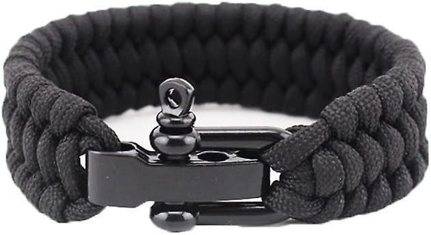 Outdoor Sports Bracelet, Casual 550 Lb Survival Wristband Wrist Chain With 3 Size Slight Adjustment Stainless Steel Black Shackle For Camping Hiking G