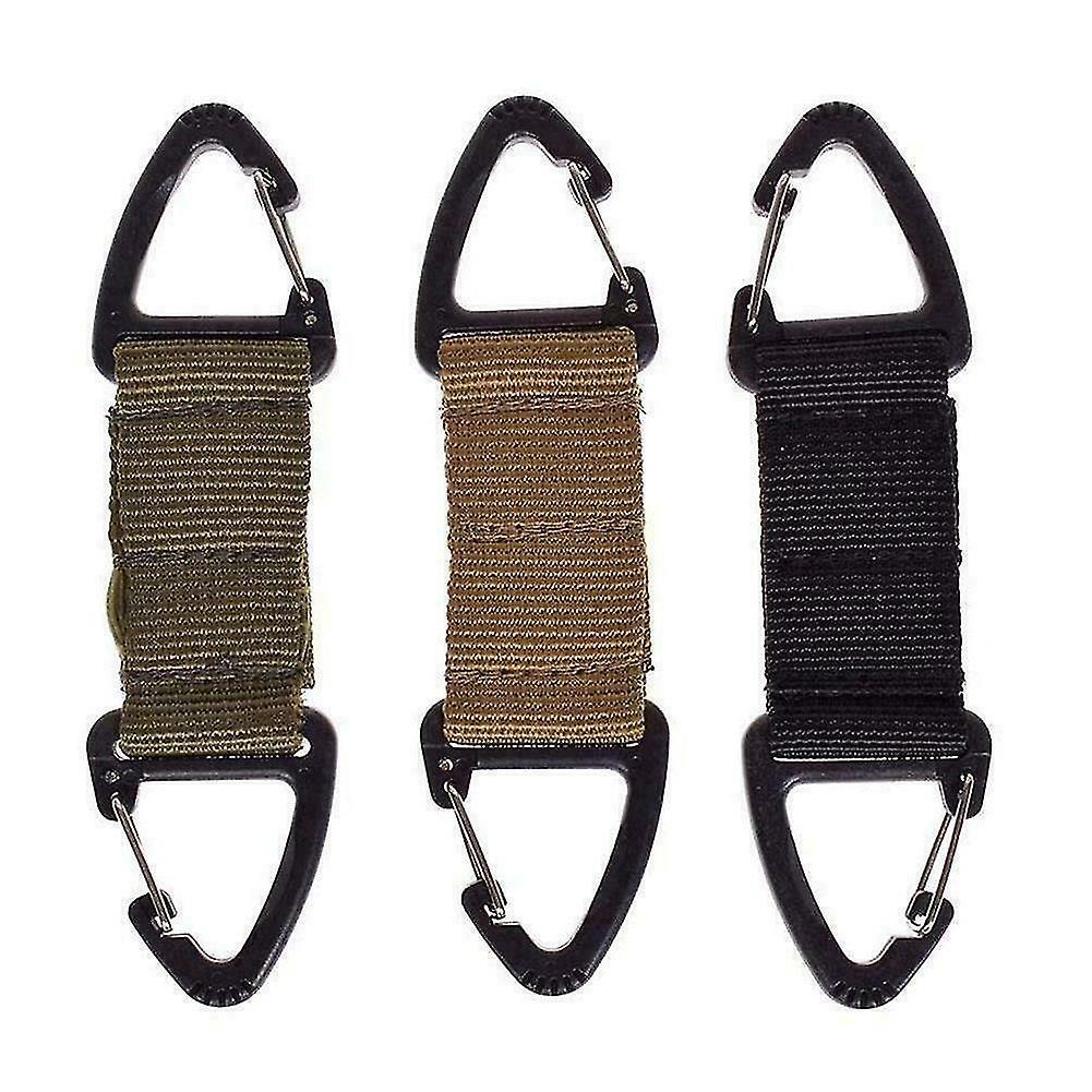 Military Key Hook Webbing Molle Buckle Outdoor Hanging Clip-carabiner Prof(khaki + Black + Army Green)(3pcs)