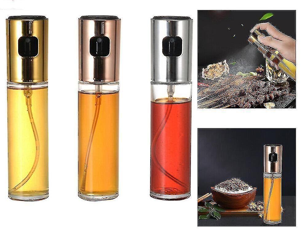 Olive Oil Spray Bottle Vinegar Soy Sauce Sprayer Seasoning Dispenser 100ml(silver)