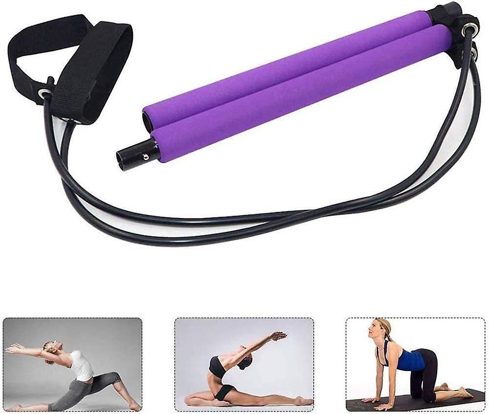 Home Fitness Pilates Gluing Elastic Resistance Bar Abdominal Exercise Women Yoga Rope Pulling Hip Bo