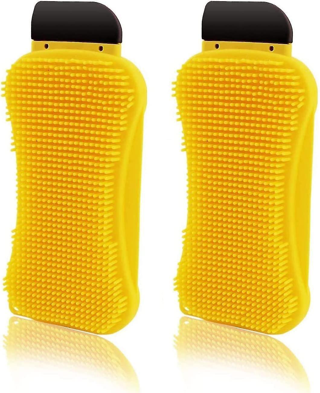 2 Pieces Of Silicone Sponge Multi-purpose 3 In 1 Household Tableware Cleaning Brush