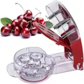 Cherry Pitter, Stainless Steel Multiple Cherry Seed Extractor, Juice Container 6 Cherries(red)