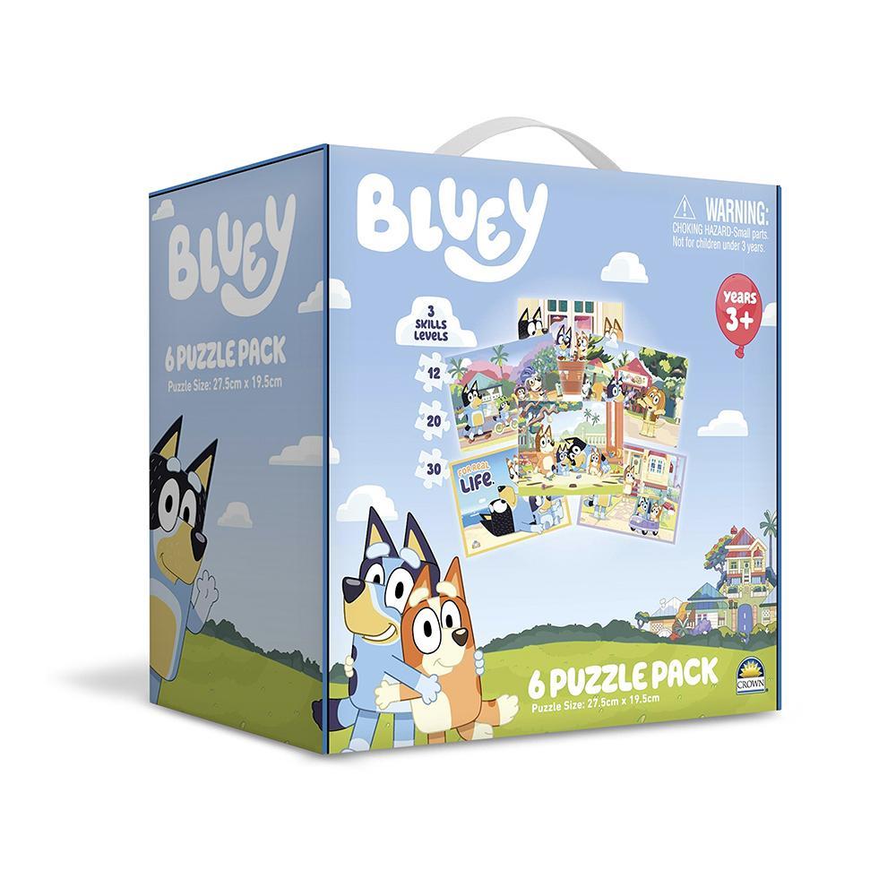 Crown Bluey 6 Puzzle Pack Kids/Children's Learning Jigsaw Set 27.5x19.5cm 3yrs+