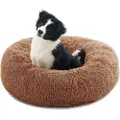 Advwin Pet Bed Round Nest Calming Bed 70cm - Khaki