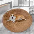 Advwin Pet Bed Round Nest Calming Bed 90cm - Khaki