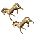 2 Pcs Animal Figurines Bookshelf Decoration Copper Horse Chinese Zodiac Home Sculpture