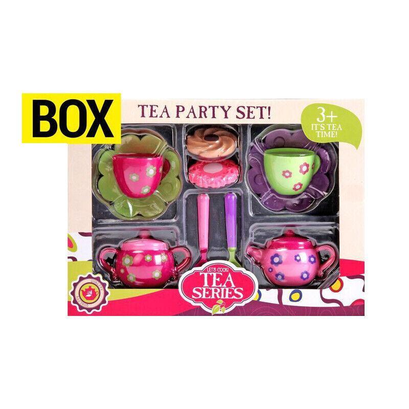 Children Tea-Set Cups Teapot Food Kitchen Saucers Play Afternoon Cookie Tea