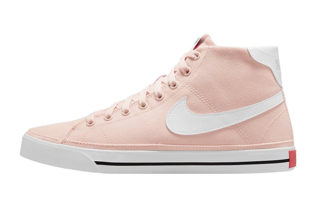 Nike Women's Court Legacy Canvas Mid Casual Shoes - Pale Coral/White