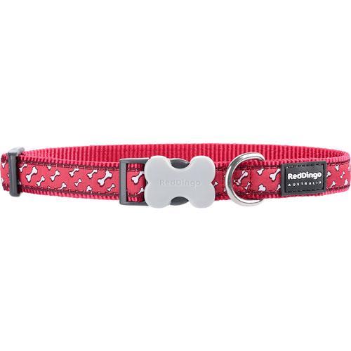 Dog Collar with Flying Bones (Red) - 25mm