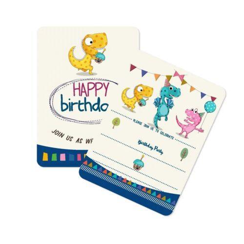 8Pcs Invitation Card Dinosaur Party Supplies Tableware Kids Children Birthday Decoration