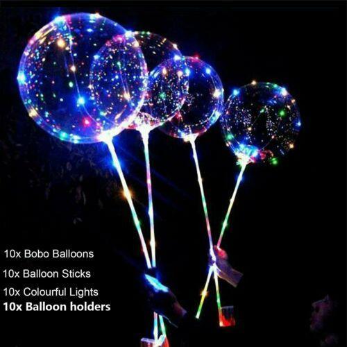 10 x LED Lights With Clear Bubble Balloons Set Or Only Bobo Balloon Party