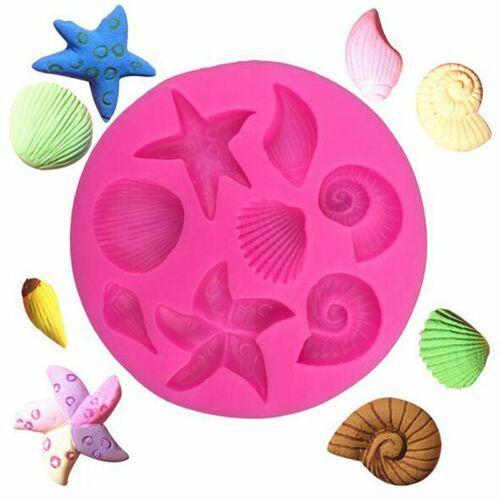 Pink 3D Sea Shell Silicone Fondant Mould Cake Sugar Craft Starfish Icing Baking Mold