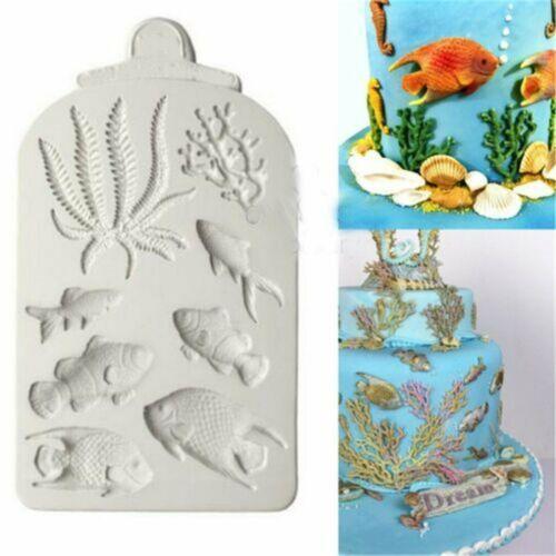Sea Fish Coral Silicone Fondant Cake Decorating Mold Sugarcraft Icing Mould Tool