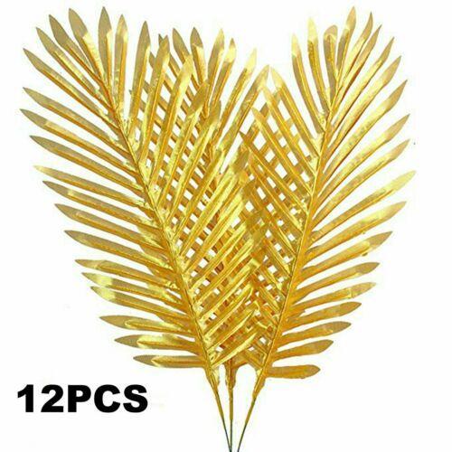 12Pcs 53Cm Gold Tropical Hawaiian Artificial Palm Monstera Leaves Party Fake Luau Décor
