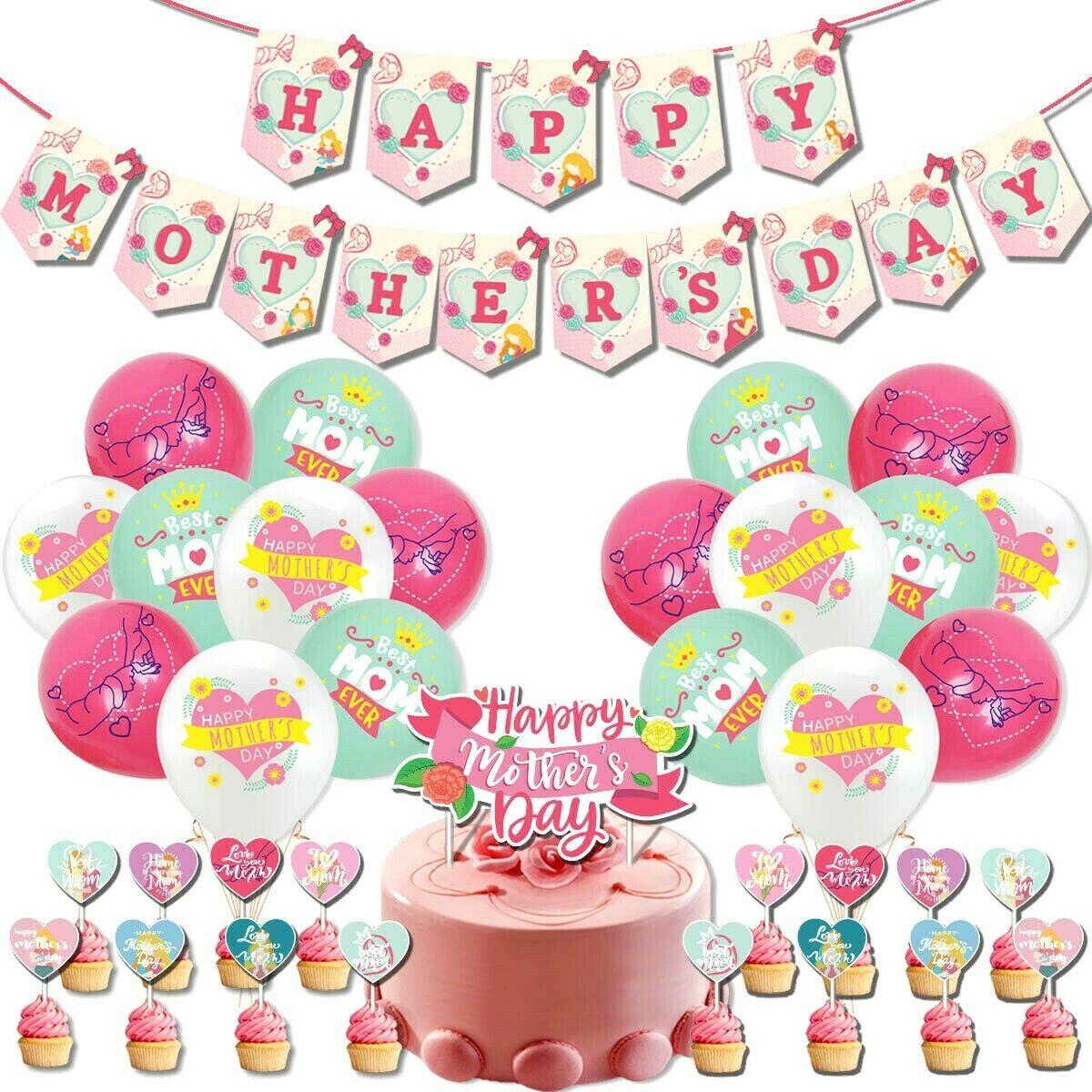 Party Set Mother's Day Party Set Party Supplies Toppers Balloons Best Mum Decoration