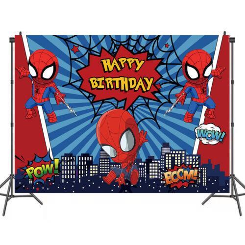 Spiderman Banner Backdrop Party Supplies Cartoon Kids Birthday Decoration