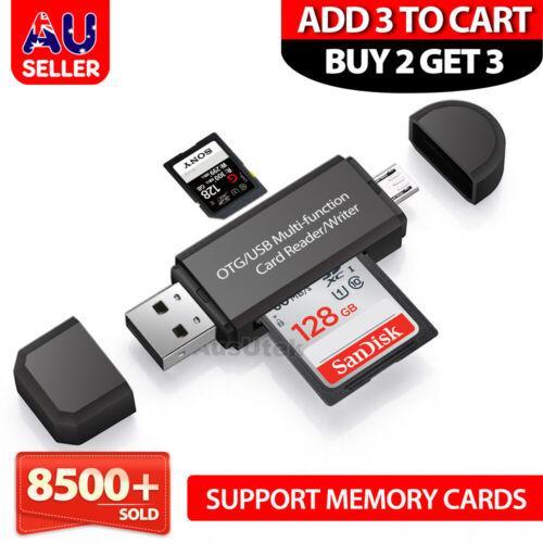 Micro USB OTG to USB 2.0 Adapter SD TF Micro Card Reader For PC Mobile Phone AU