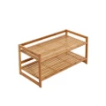 Home 2-Tier Natural Bamboo Shoe Rack with Curved Sides (Light Brown)