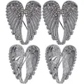 4-pack Angel Wings Pin Brooch, Unisex Crystal Angel Wings Bling Pin Brooch Pendant Jewelry Accessory (black)