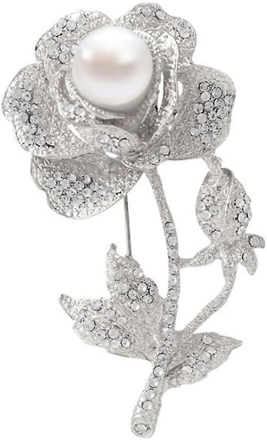 Brooch Pins Silver Rose Brooch Simple Rhinestone Brooch For Women Elegant Clothing Decoration Jewell