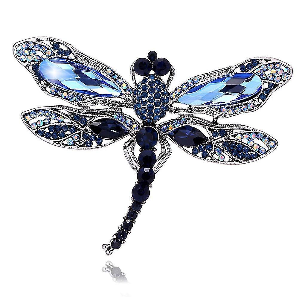 Dragonfly Brooch Rhinestone Crystal Brooch Animals Pin For Women Jewelry Outfits Decoration Blue