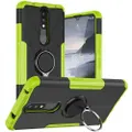 Nokia 2.4 Case Ring Shockproof Phone Cover + Tempered Glass (Green)