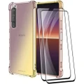 Sony Xperia 1 III Case Slim Silicone Phone Cover + Tempered Glass (Black Gold)