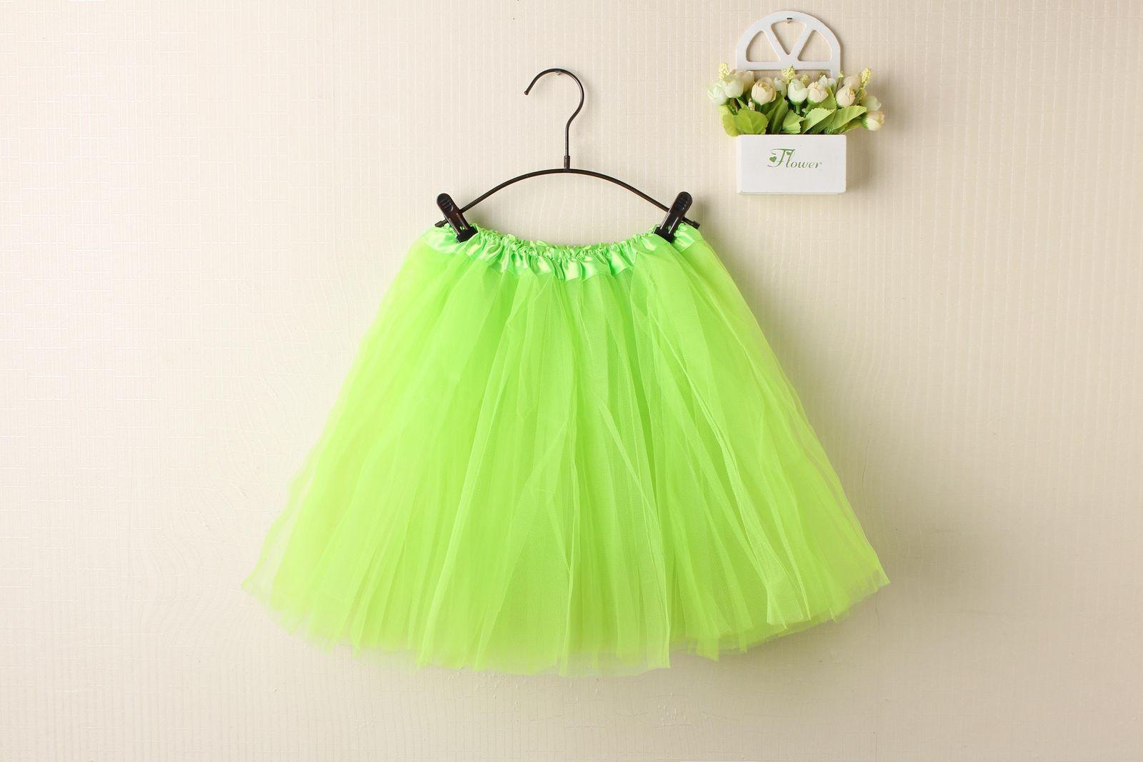New Adults Tulle Tutu Skirt Dressup Party Costume Ballet Womens Girls Dance Wear - Neon Green (Size: Kids)