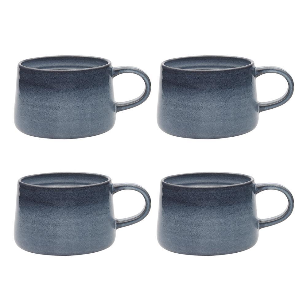 4x Ecology Ottawa Stoneware Rustic Drinking/Coffee/Tea Mug Drinks 365ml - Indigo