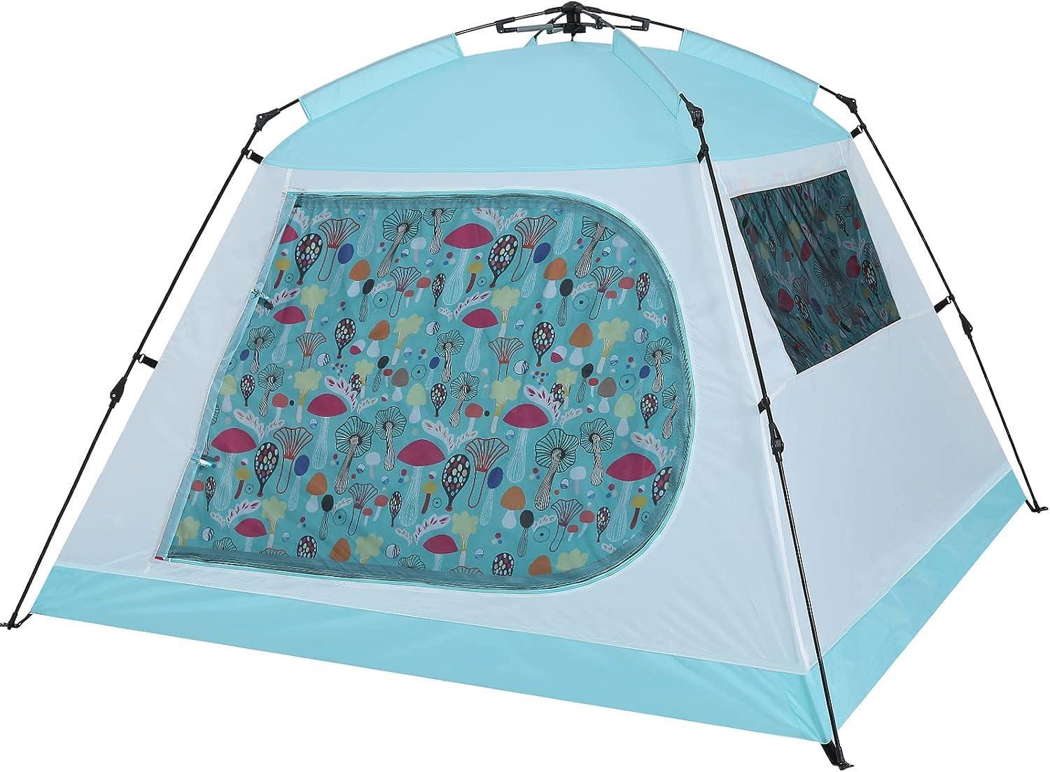 4 Person Camping Tent, Automatic One Touch Pop Up Camping Tent, Easy Setup (Sky Blue)