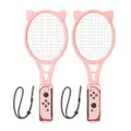 2Pcs Tennis Rackets Controller Grip For Nintendo Switch Sport Gaming Accessories (Color:Pink)