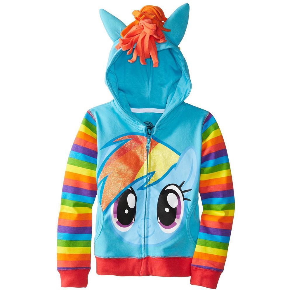 Vicanber Kids Cartoon Unicorn Hooded Hoodie Zip Coat Jacket Sweater Jumper Tops Girl Gift (Blue, 6-7 Years)