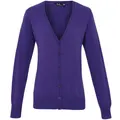 Premier Womens/Ladies Button Through Long Sleeve V-neck Knitted Cardigan (Purple) (16)