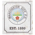 Manchester City FC Official Retro Football Crest Bedroom Sign (White/Black) (One Size)