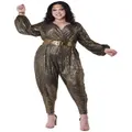Gold Disco Queen 70s 1970s Jumpsuit Dance Retro Adult Womens Costume Plus