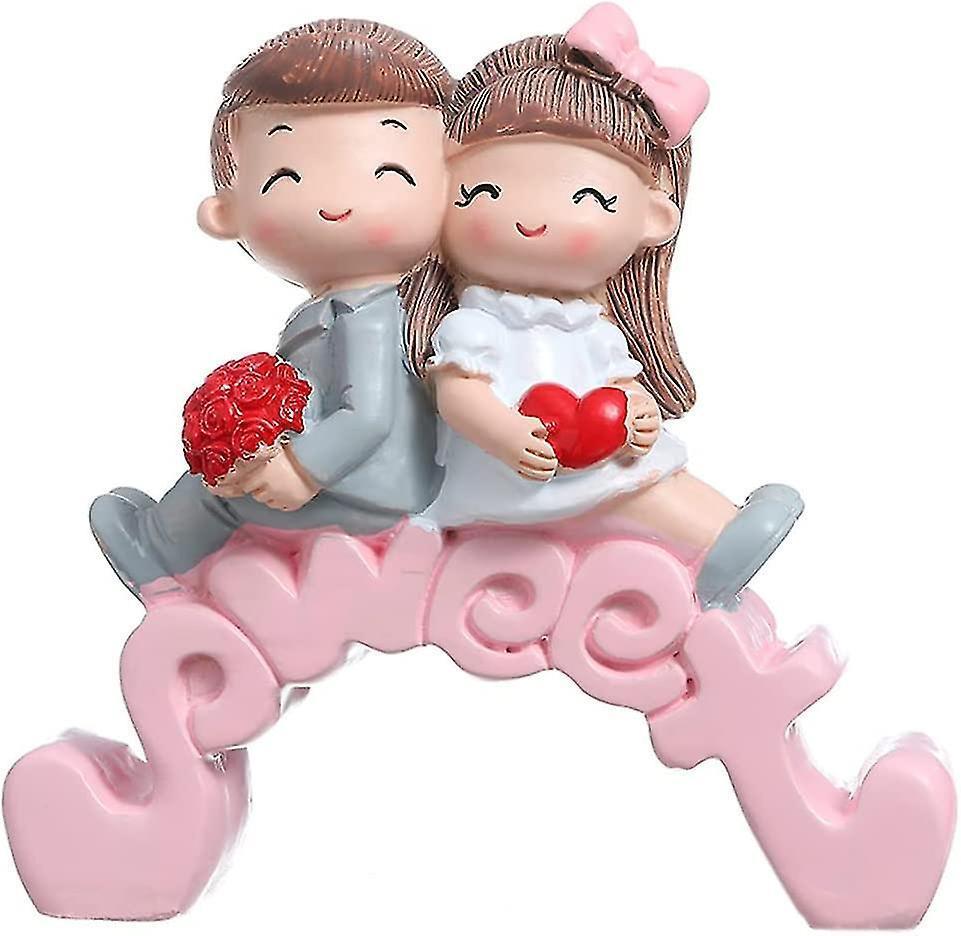 Wedding Cake Toppers,bride And Groom Cake Toppers Figures Resin Wedding Cake Decoration Couple Figurine Romantic Sitting Back To Back On The Bridge Fo