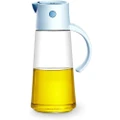 Olive Oil Dispenser Bottle With Auto Cap, Oil Dispenser Bottle For Kitchen, Non-drip Stainless Steel Oil Pour Spout And Handle 550ml (blue)