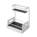 Under Sink Organizers 2-Layer Slide Cabinet Basket Storage Rack for Kitchen Bathroom -White