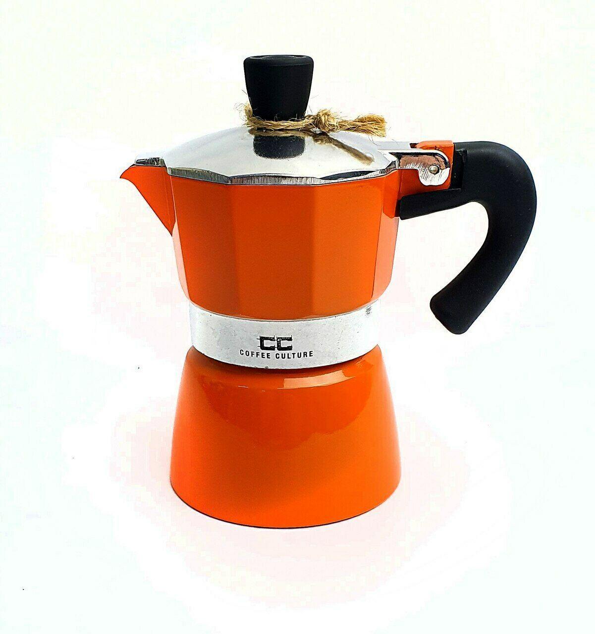 Coffee Culture Italian Stove Top Coffee Espresso Maker Percolator 1 Cup Orange