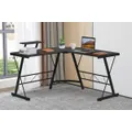 Advwin Home Office Desk L-Shaped Corner Desk w/ Laptop Stand Black
