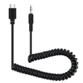 PULUZ 3.5mm TRRS Male to Type-C / USB-C Male Live Microphone Audio Adapter Spring Coiled Cable for DJI OSMO Pocket / DJI Pocket 2, Samsung, Huawei and Smartphones, Cable Stretching to 100cm (Black)