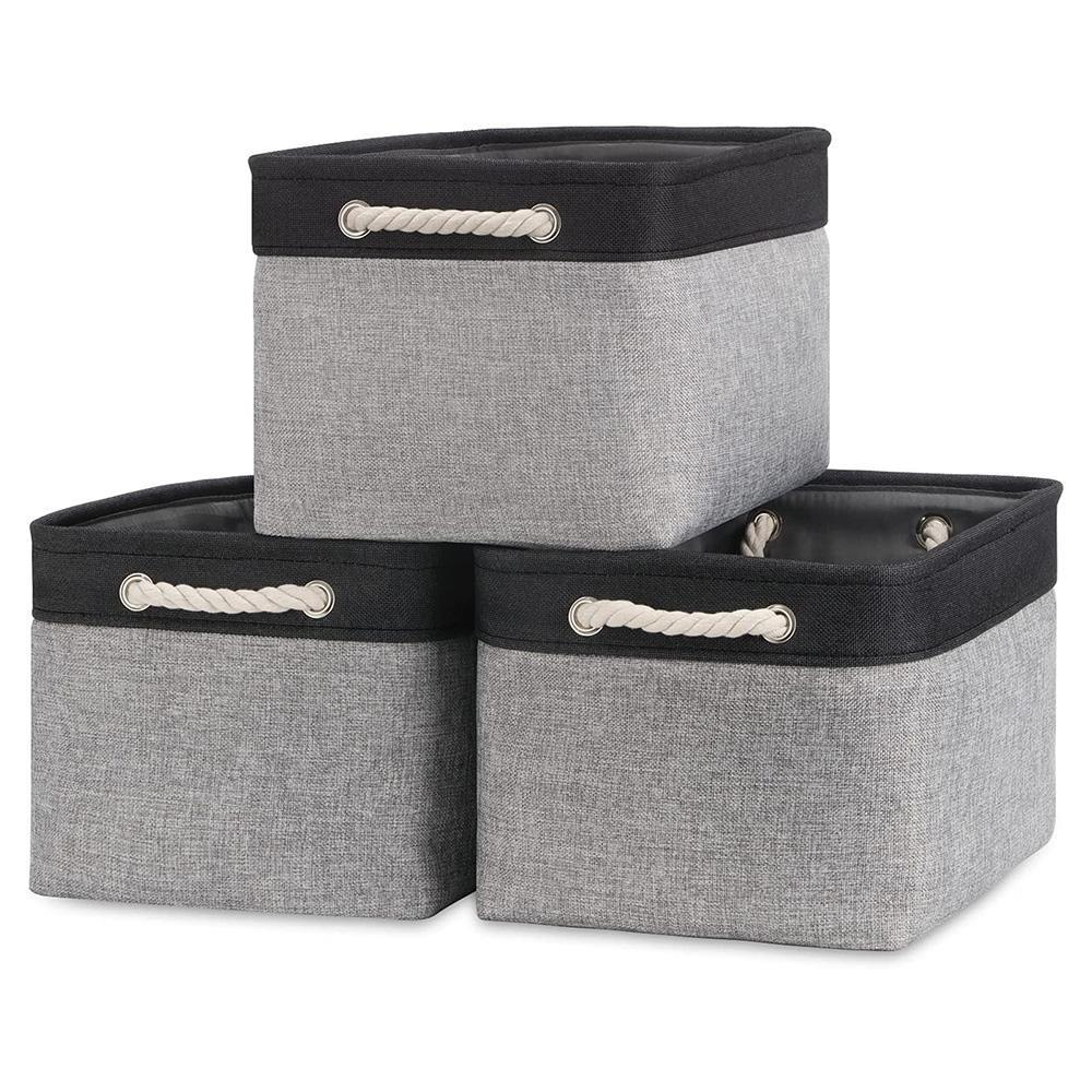 3PCS Fabric Storage Box Folding For Toys Organizer Bins Portable Laundry Basket